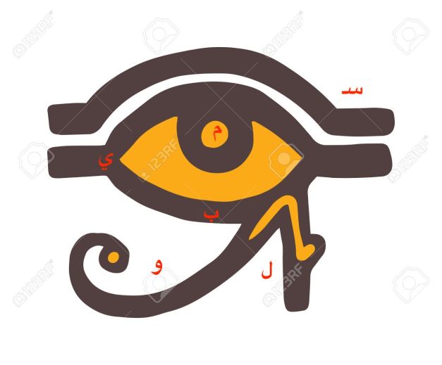 Egypt God Ra vector symbol hand drawn set.
